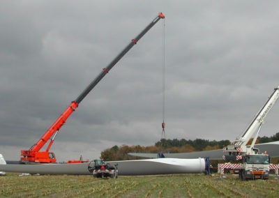 Préparation du levage des pales